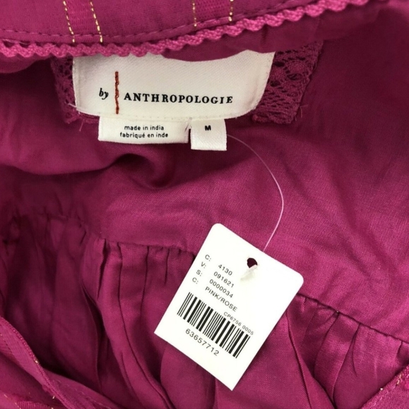 NWT Anthropologie Smocked Maxi Dress M $180 HTF Pink Gold Long Sleeve - Picture 5 of 9